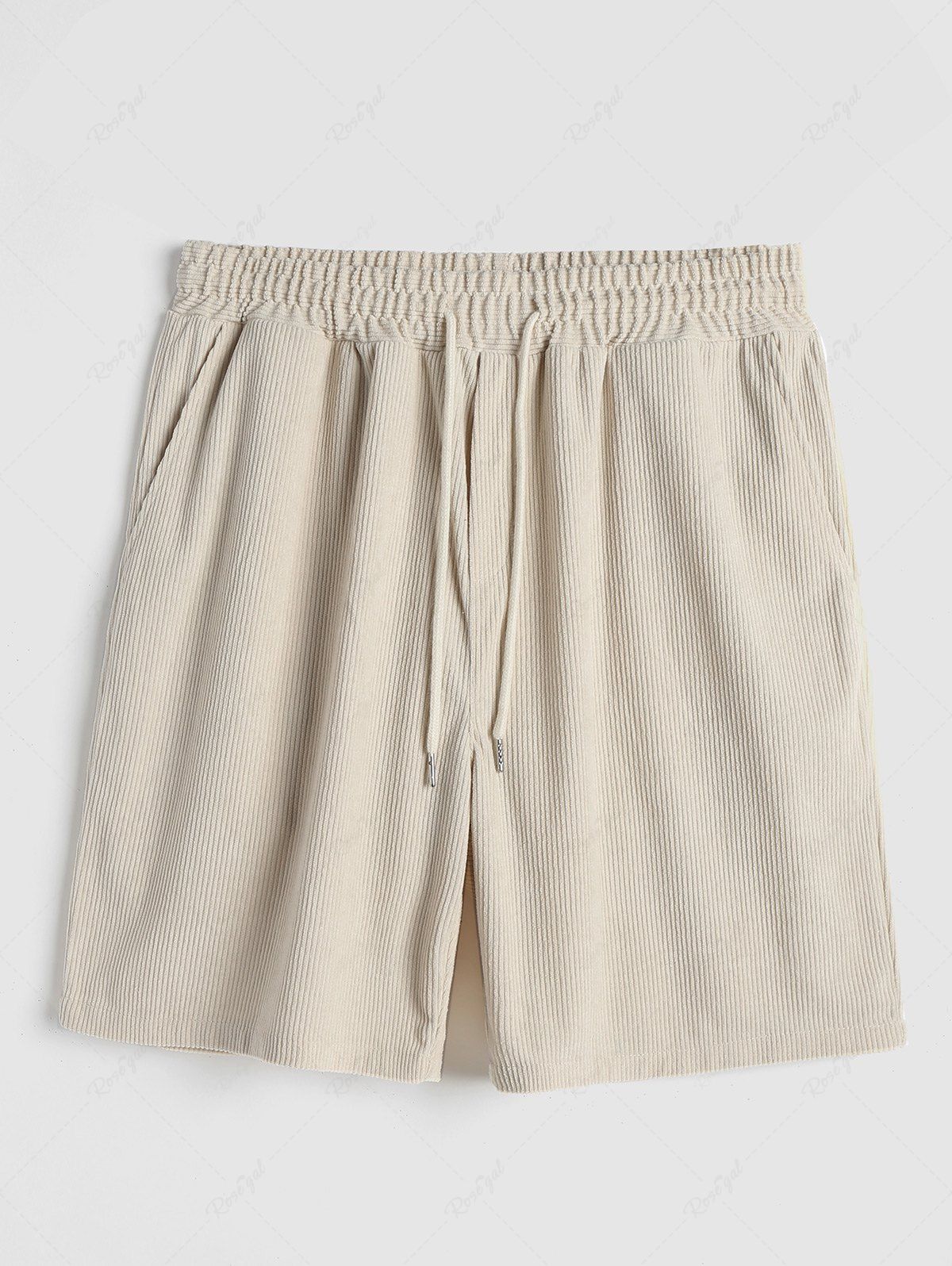Buy Solid Color Drawstring Corduroy Shorts  