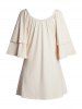 Plain Color Layered Half Sleeve Scoop Neck Casual Long T Shirt -  