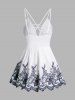 Floral Embroidery Lace Panel Plunge Tank Top -  