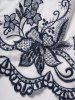 Floral Embroidery Lace Panel Plunge Tank Top -  