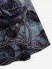 Robe Gothique à Bretelle Croisée Fleur Imprimée - Noir XS
