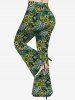 Plus Size Flower Print Flare Pants -  