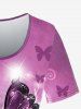 Plus Size Butterfly Glitter Print Short Sleeves T-shirt -  