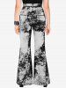 Gothic 3D Pockets Marble Print Flare Pants -  