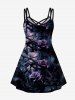 Gothic Flower Leaves Print Crisscross Cami Dress -  