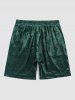 Silky Satin Rose Pattern Casual Shorts -  