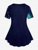 T-shirt Hibou Branche Galaxie Imprimés à Manches Courtes de Grande Taille - Bleu profond L