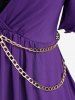 Plus Size Zipper Chains Ruched Surplice Butterfly Sleeves T-shirt -  