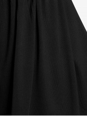 Plus Size Star Print Chain Panel Belted Short Sleeve T-Shirt