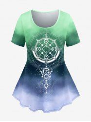 Plus Size Ombre Galaxy Print Short Sleeves T-shirt -  