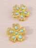 Boucles D'Oreilles Fleuries en Turquoise - d'or 