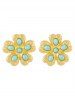 Boucles D'Oreilles Fleuries en Turquoise - d'or 