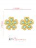 Boucles D'Oreilles Fleuries en Turquoise - d'or 