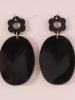 Vintage Flower Print Drop Earrings -  