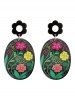 Vintage Flower Print Drop Earrings -  