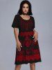 Gothic Skeleton Floral Figure Print Dress -  