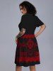 Gothic Skeleton Floral Figure Print Dress -  