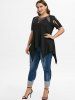 Plus Size Hollow Out Handkerchief  Short Sleeves T-Shirt -  