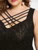 Plus Size Crisscross Strappy Floral Lace Bodycon Dress -  