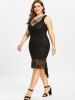 Plus Size Crisscross Strappy Floral Lace Bodycon Dress -  