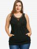 Plus Size Crochet Trim Kangaroo Pocket Keyhole Neck Tank Top -  