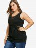 Plus Size Crochet Trim Kangaroo Pocket Keyhole Neck Tank Top -  