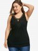 Plus Size Crochet Trim Kangaroo Pocket Keyhole Neck Tank Top -  