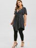 Plus Size O-Ring Stripes Handkerchief Buckle  Marled Short Sleeves T-shirt -  
