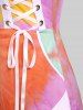 Robe Asymétrique Teintée Grande Taille à Lacets à Volants - Multi 1X | US 14-16