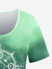 T-shirt Galaxie Ombré Imprimé de Grande Taille à Manches Courtes - Vert 6X
