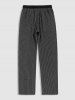 Men's Glitter Silver Metallic Yarn Textured Ribbed Short Sleeves T Shirt With Drawstring Straight Leg Pants Two Piece Set -  