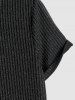 Men's Glitter Silver Metallic Yarn Textured Ribbed Short Sleeves T Shirt With Drawstring Straight Leg Pants Two Piece Set -  