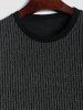 Men's Glitter Silver Metallic Yarn Textured Ribbed Short Sleeves T Shirt With Drawstring Straight Leg Pants Two Piece Set -  