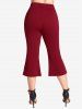 Plus Size Pockets Solid Color Capri Pants -  