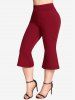 Plus Size Pockets Solid Color Capri Pants -  