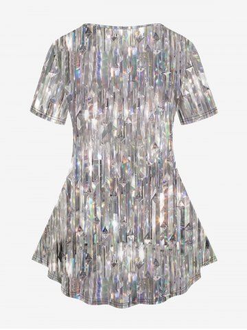 Plus Size Sparkling Sequin Print Short Sleeves T-shirt
