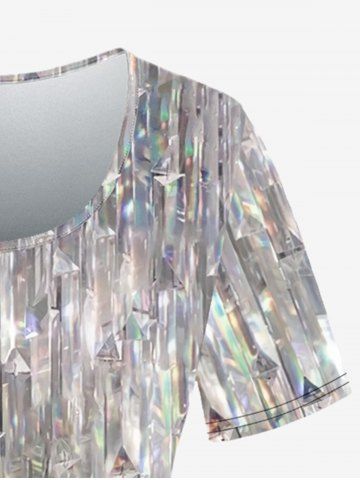 Plus Size Sparkling Sequin Print Short Sleeves T-shirt