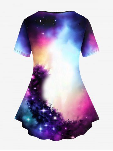 Plus Size Galaxy Unicorn Glitter Print Short Sleeves T-shirt