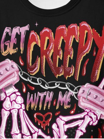 Gothic Creepy Skeleton Graphic Tee
