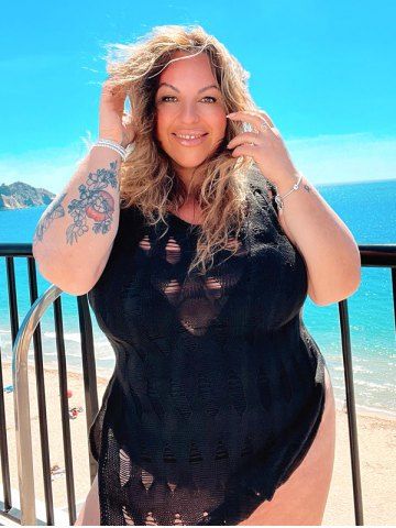 Robe de Plage Fendue sur les Côtés Style Déchiré Grande-Taille