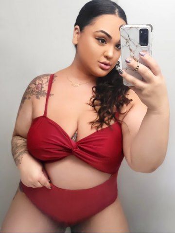 Plus Size 1950s Twist Backless Cutout High Rise One-piece Swimsuit - RED WINE - 5X