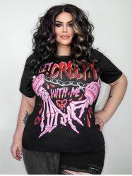 Gothic Creepy Skeleton Graphic Tee -  