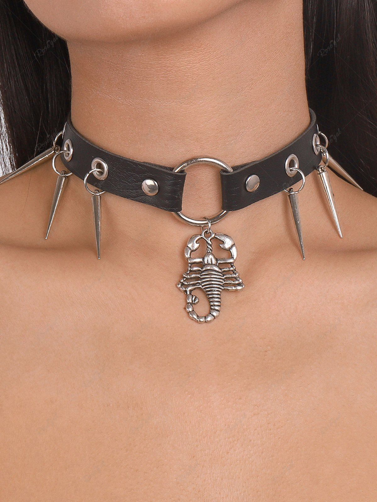 Sale Gothic Studded Grommets Ring Scorpion Choker  