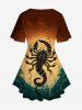 Gothic Colorblock Scorpion Printed Crisscross Short Sleeve T-shirt -  
