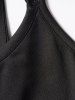 Robe Mi-Longue Asymétrique Croisée à Imprimé Fleur de Pêcher à Lacets à Epaules Dénudées - Noir L