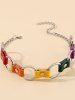 Colorful Leather Ring Hollow Choker -  