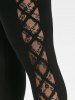 Plus Size Tie Floral Lace Trim Braided Leggings -  