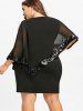 Plus Size Cold Shoulder Sparkling Sequin Sheer Dress -  