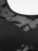 Body Gothique Chauve-souris en Jacquard Transparent à Volants - Noir 2X | US 18-20