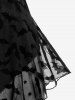 Body Gothique Chauve-souris en Jacquard Transparent à Volants - Noir 3X | US 22-24